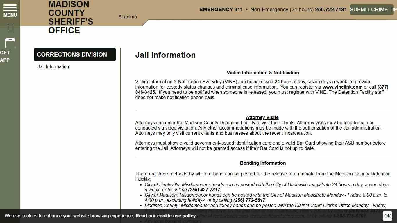Jail Information Madison County Sheriff's Office